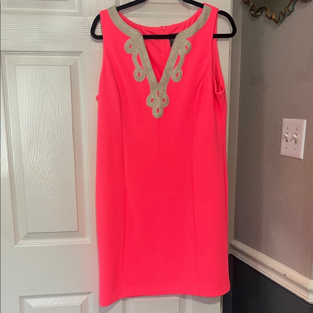 Vince Camuto Coral Mini Dress with Gold Detailing
